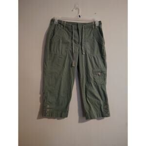 Gloria Vanderbilt Women's Capri Pants Size 10 Palm Green Drawstring